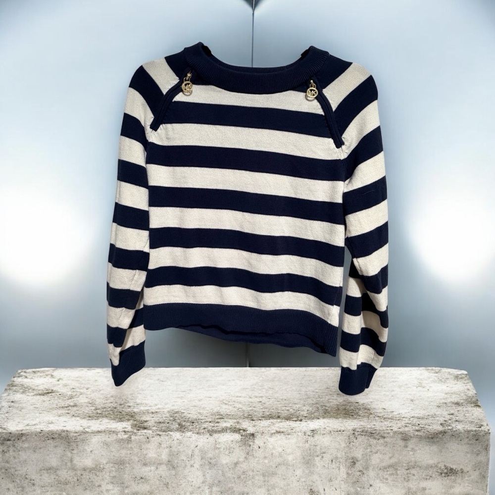 Michael Kors Navy and Cream Knit Top